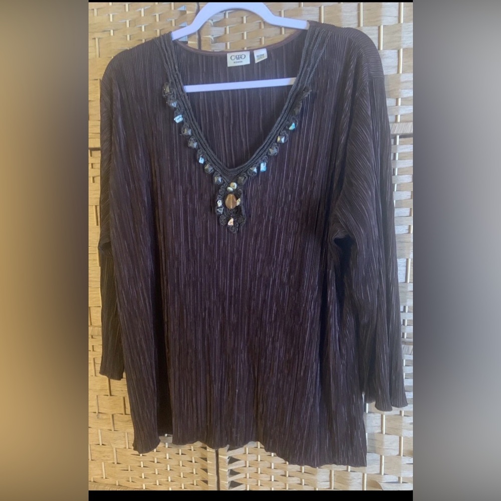 Cato Brown Embellished Women's Top